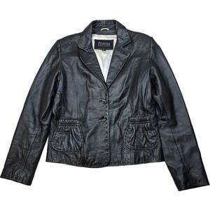 Wilsons Leather‎ Leather Blazer Jacket Womens Large Black Pelle Studio Soft